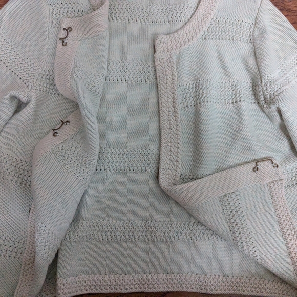 EUC CABI Society Mint Green Sweater Knit Cardigan Size Large - Picture 9 of 10